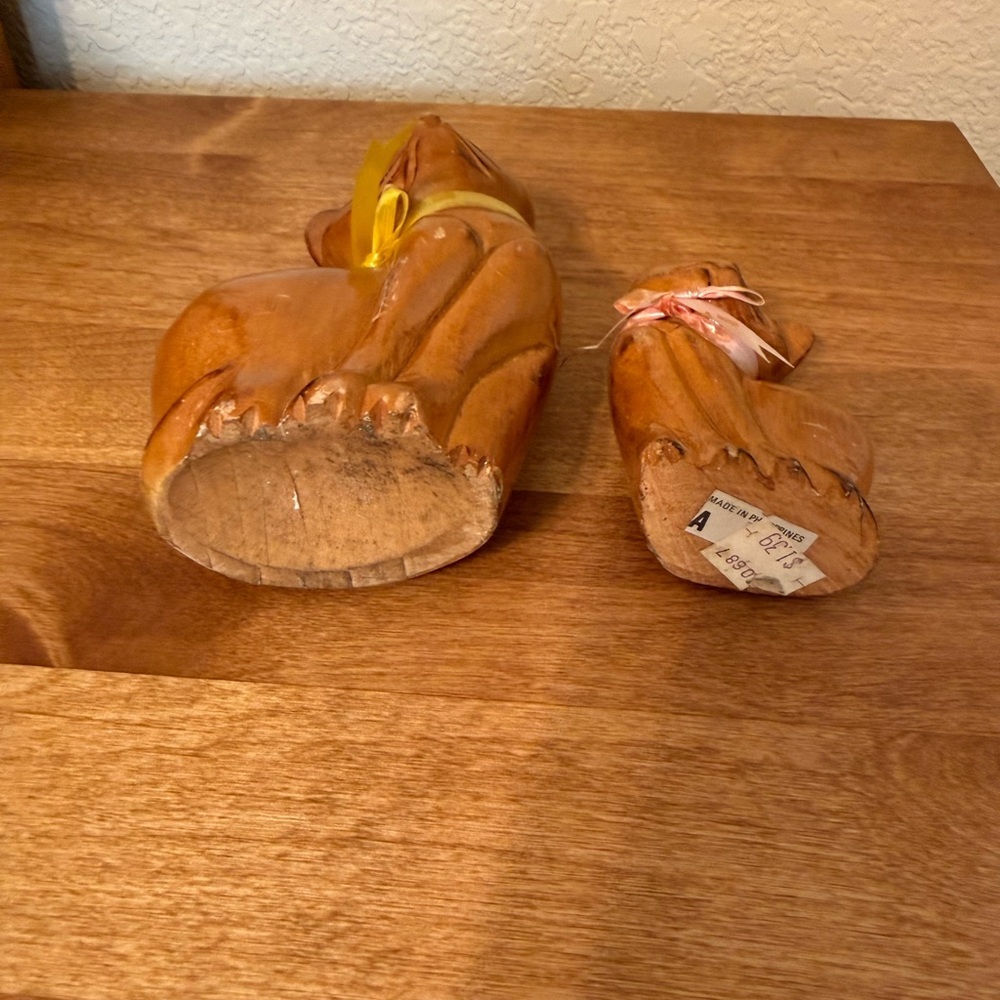 Vintage Mid Century Modern Hand Carved Cat Sculptures Figurine Philippines 1960 - Picture 4 of 6